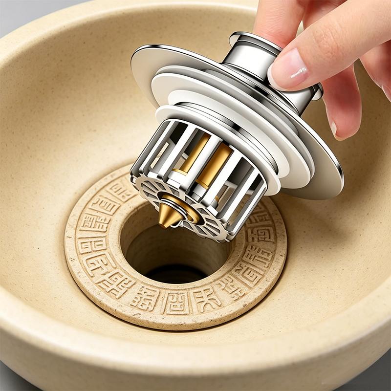 New Sinking Bathroom Kitchen Washbasin Sink Sewer Brass Basin Pop-up Sink Plug Drain Filter Drain Pipe