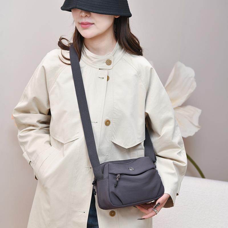 Shoulder Bag Women's Bag Multi-Layer Pocket Lightweight Crossbody Bag Nylon Mother Bag