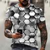 Men's T-shirt 3D Optical Illusion Printed Short Sleeved Top, Fashionable Gradient Harajuku Street Wear, Hip-hop Trend Oversized T-shirt