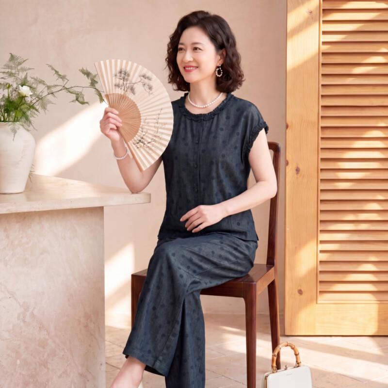 Yuzhaolin Women s Summer New Chinese Style Polka Dot Set 2XL