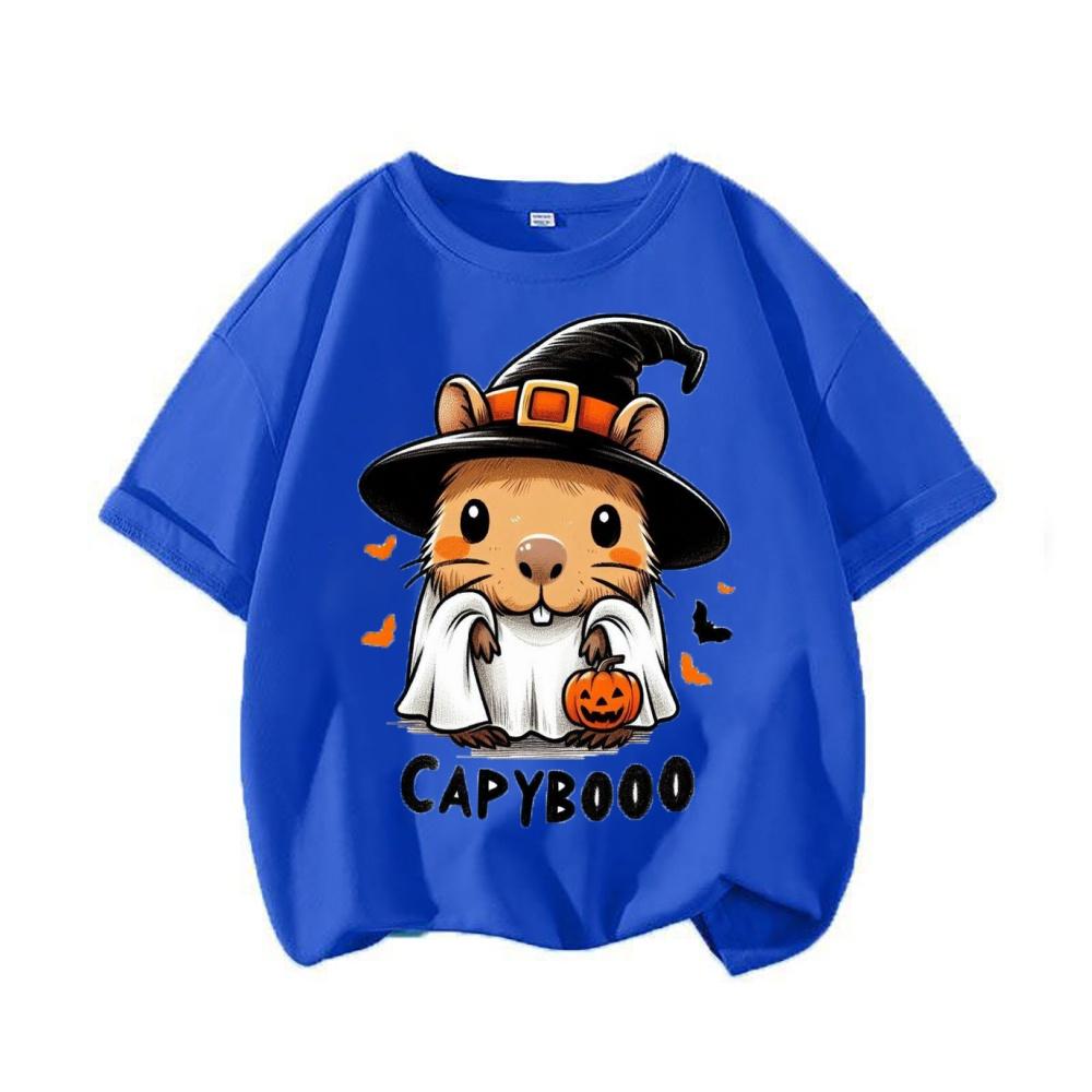 New Cartoon Kapibala Print Children's Short-sleeved T-shirt, Pure Cotton Summer Children's Clothing