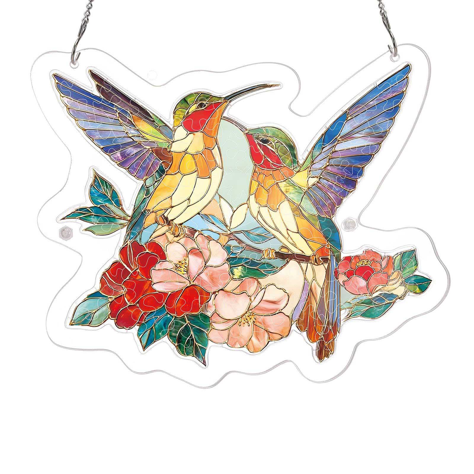 

Stained Glass Acrylic Puzzle Suncatcher, DIY Hanging Ornament With Chain, Window Decor For Home & Garden One Size
