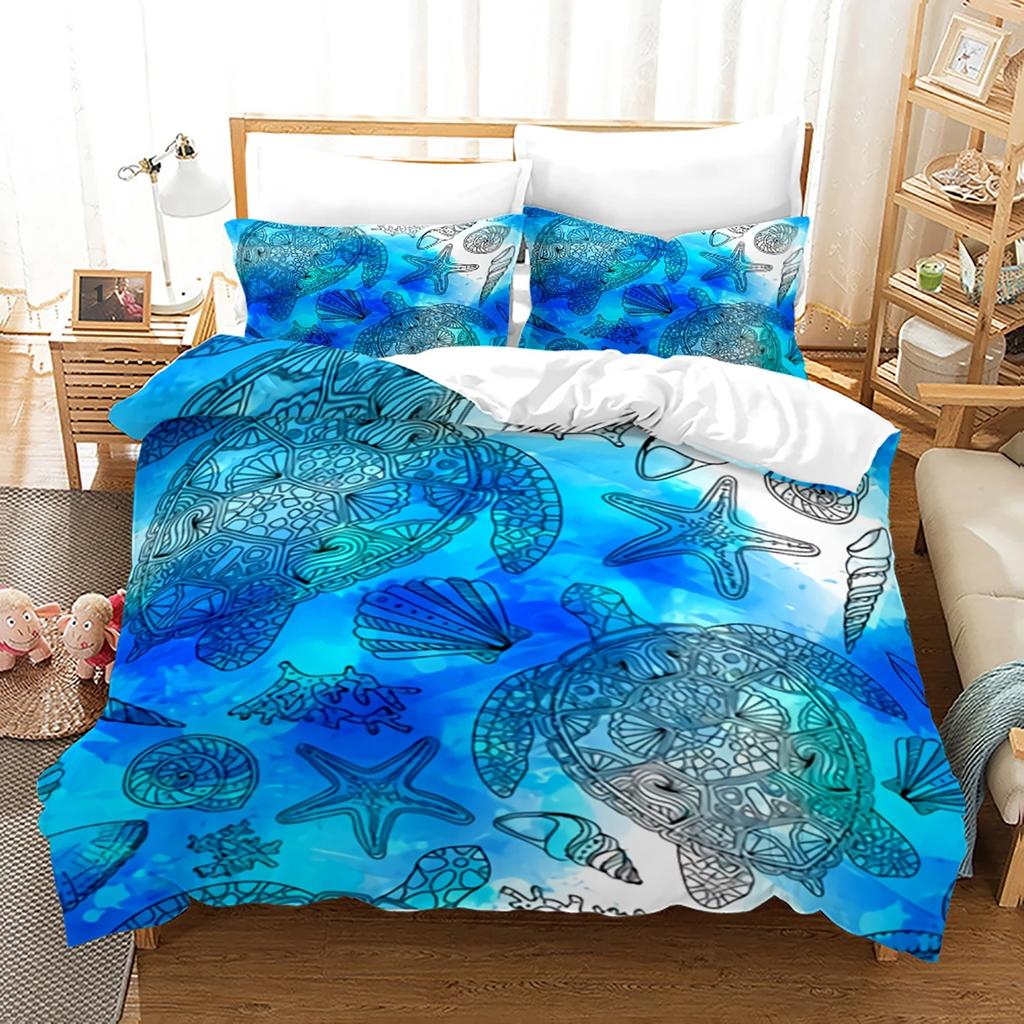 Ocean Duvet Covers Blue Sea Turtle Comforter Cover Set Nautical Bedding Set For Kids Boys Girls Sea Dreamcatcher Animal Bedroom