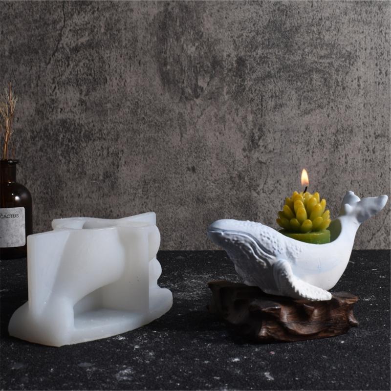Silicone Candle Holder Molds Whale Shape Candle Cup Molds Silicone Craft Molds Candlestick Molds for Hand-Making Craft