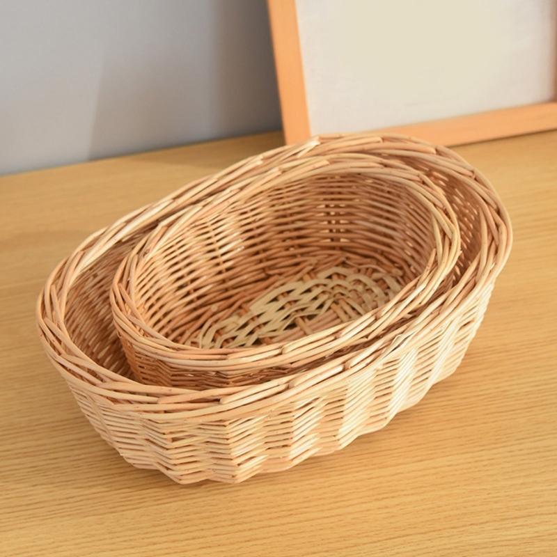 Handwoven Rattan Fruit Tray For Home Use Natural Materials Large Capacity Easy to Clean for Kitchen or Dining Room