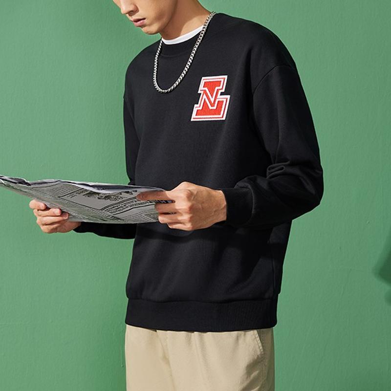 Li-Ning Fleece Lined Warm Pullover Long Sleeve Sweatshirt Unisex Sweatshirt Black AWDRG92-1