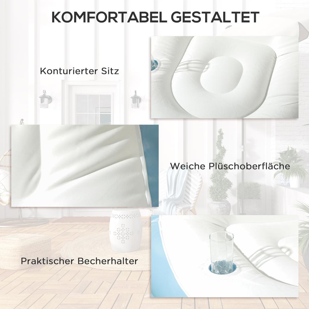 Inflatable Tub Chair and Footstool - Blue/White