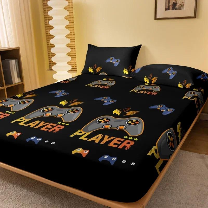 1 Piece Of Giant Player Black Patterned Matte Bedsheet, Bedroom Printed Bedspread, Bedding (Excluding Pillowcases)