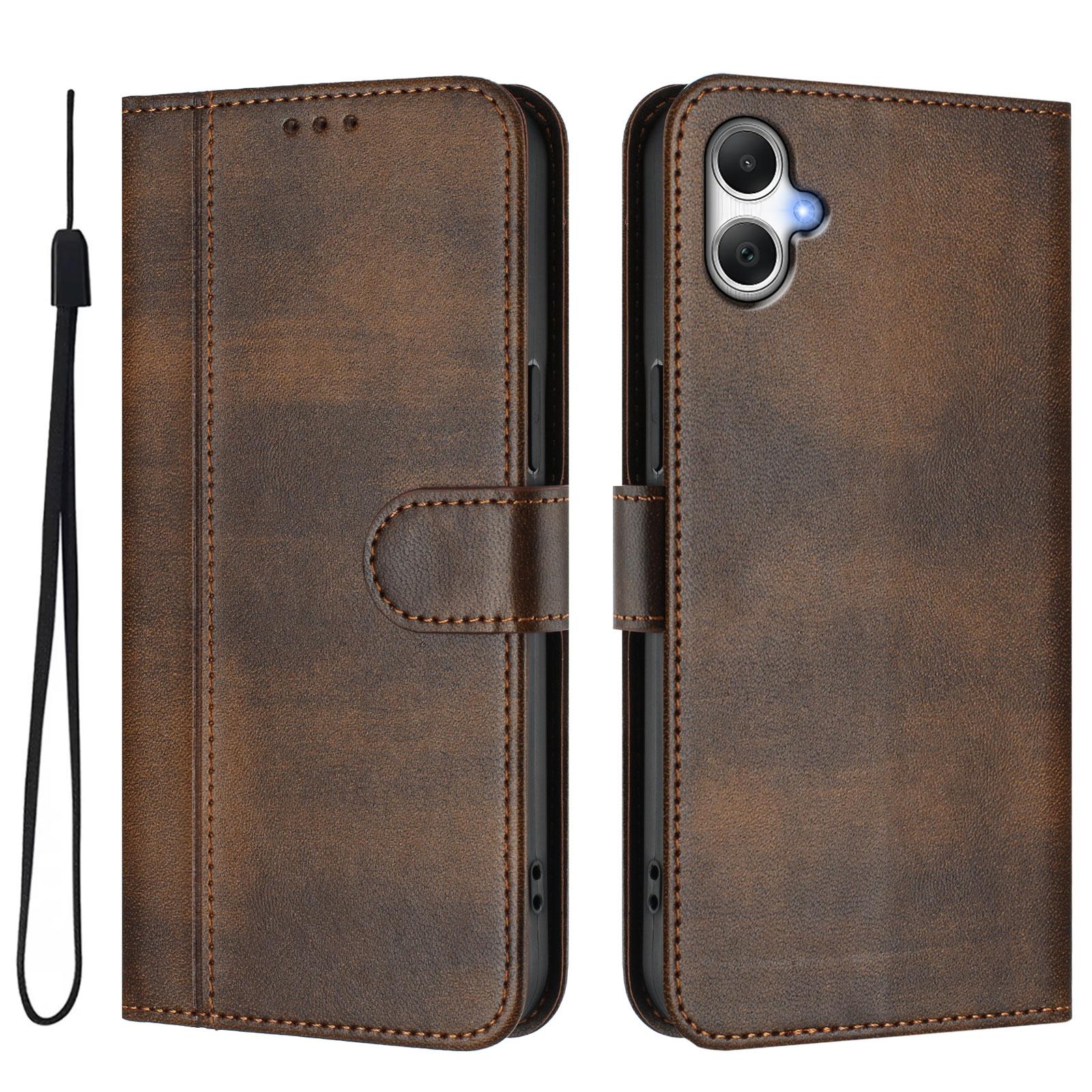 

For Samsung Galaxy A06 5G/Galaxy A06 4G Cases Wallet Stand Retro Texture Leather Phone Cover with Lanyard H