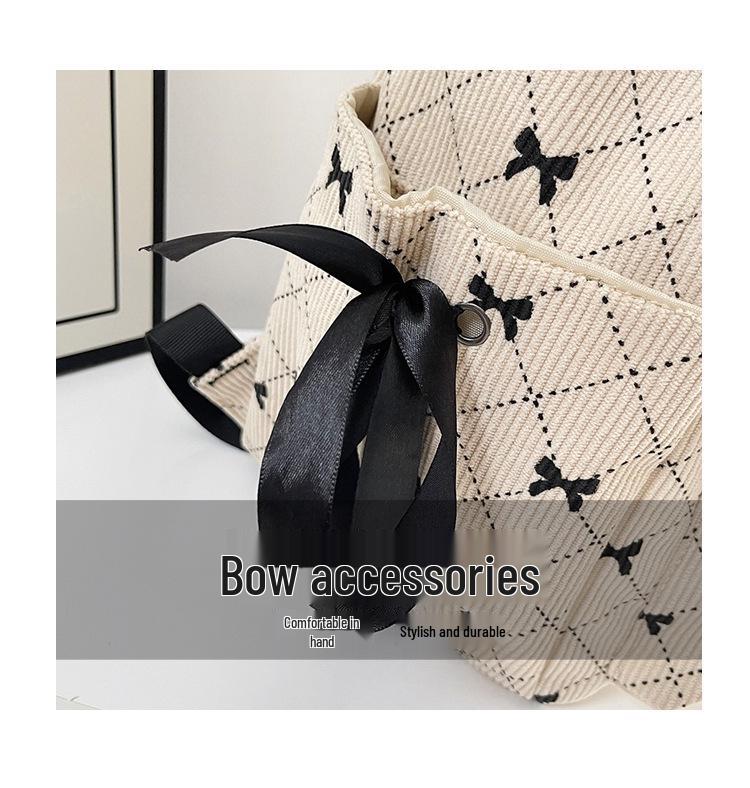 Damen Cord Schleife Lässiger Rucksack – Vielseitiger Herbst/Winter Stil