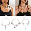 Punk Thorn Cross Pendant Necklace Dark Gothic Cross Fringe Choker Necklace for Women Unique Clavicle Chain Stylish Gift