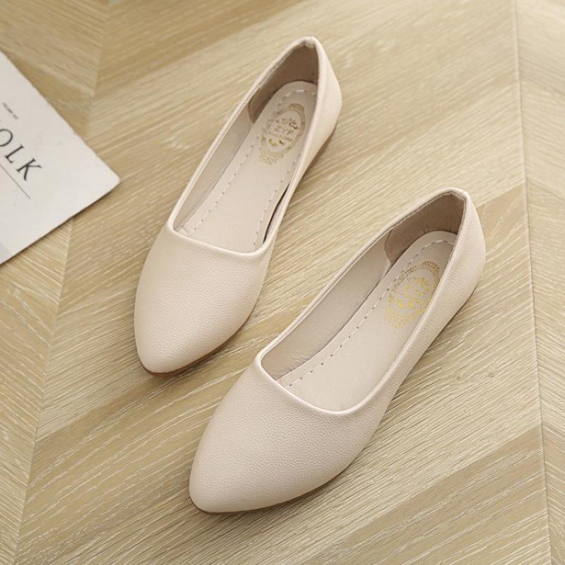 Non-slip and Wear-resistant Bottom Women's Single Shoes Soft Sole Soft Surface Mother Shoes Wedge Heel Work Shoes Flat Bottom Round Head Shallow Mout