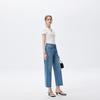 Fengmao Women's Lycra Raw Hem Straight-Leg Jeans