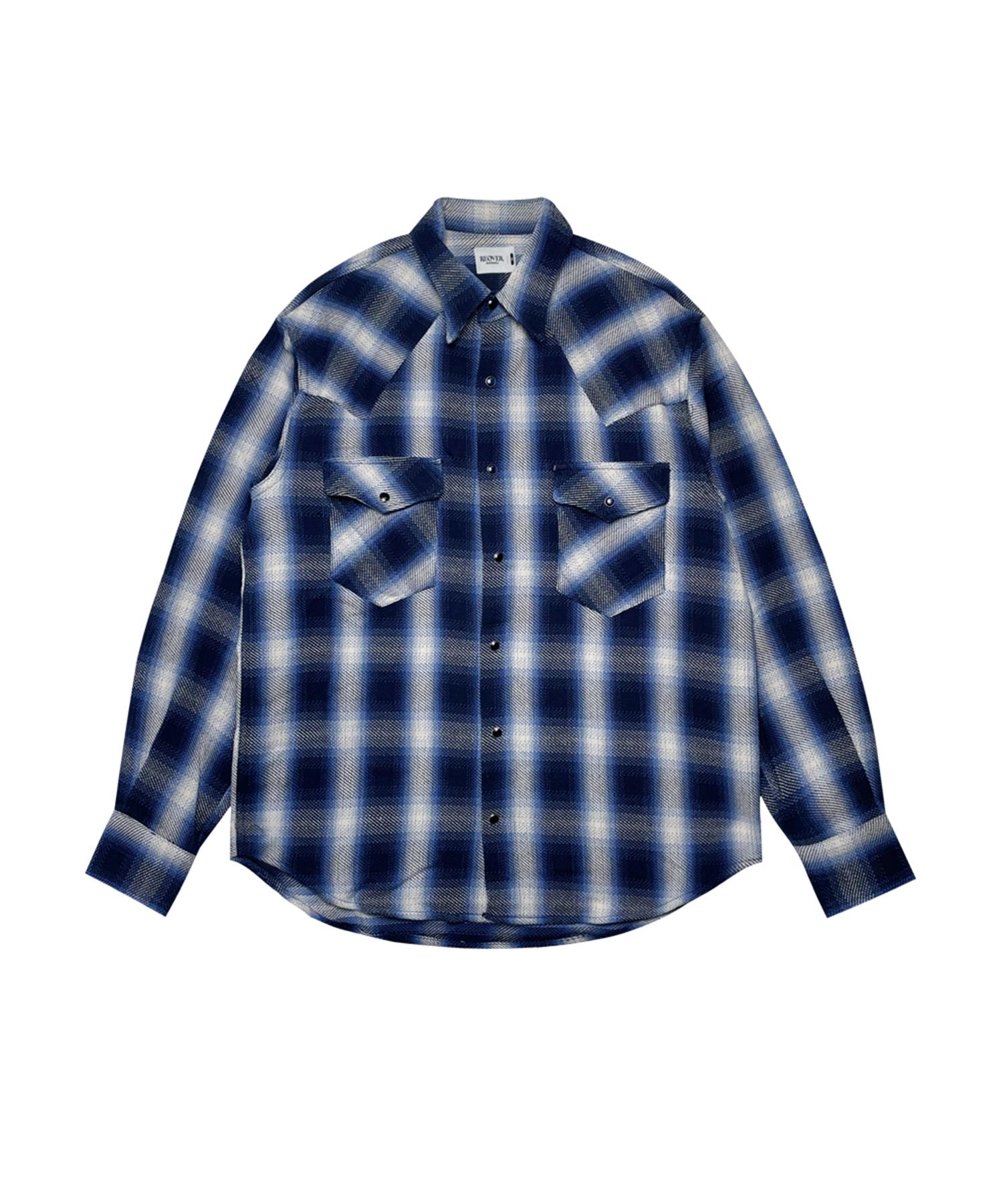 Riover Cotton Flannel Western Shirt - Blue Blue/M