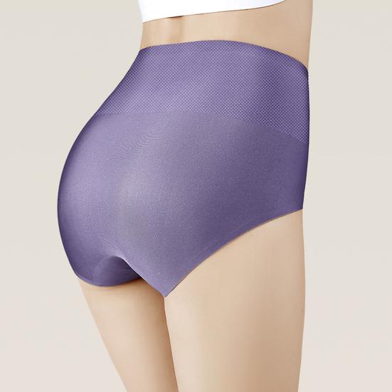 Women Panties High Waist Solid Color Seamless Soft Anti-septic Stretchy Thin