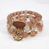 Bohemian Rhinestone Rabbit & Fluorite Multi-layer Elastic Bracelet Set for Girls
