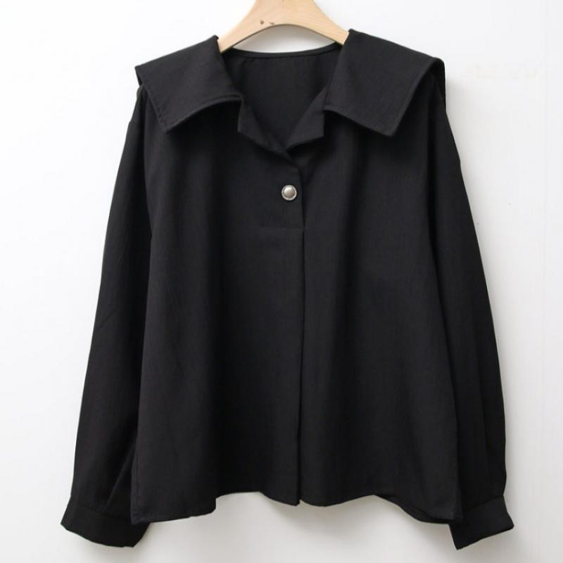 Shop   Women Chilling Collar Button Half Open Daily Long Sleeve Shirt Blouse Dgb