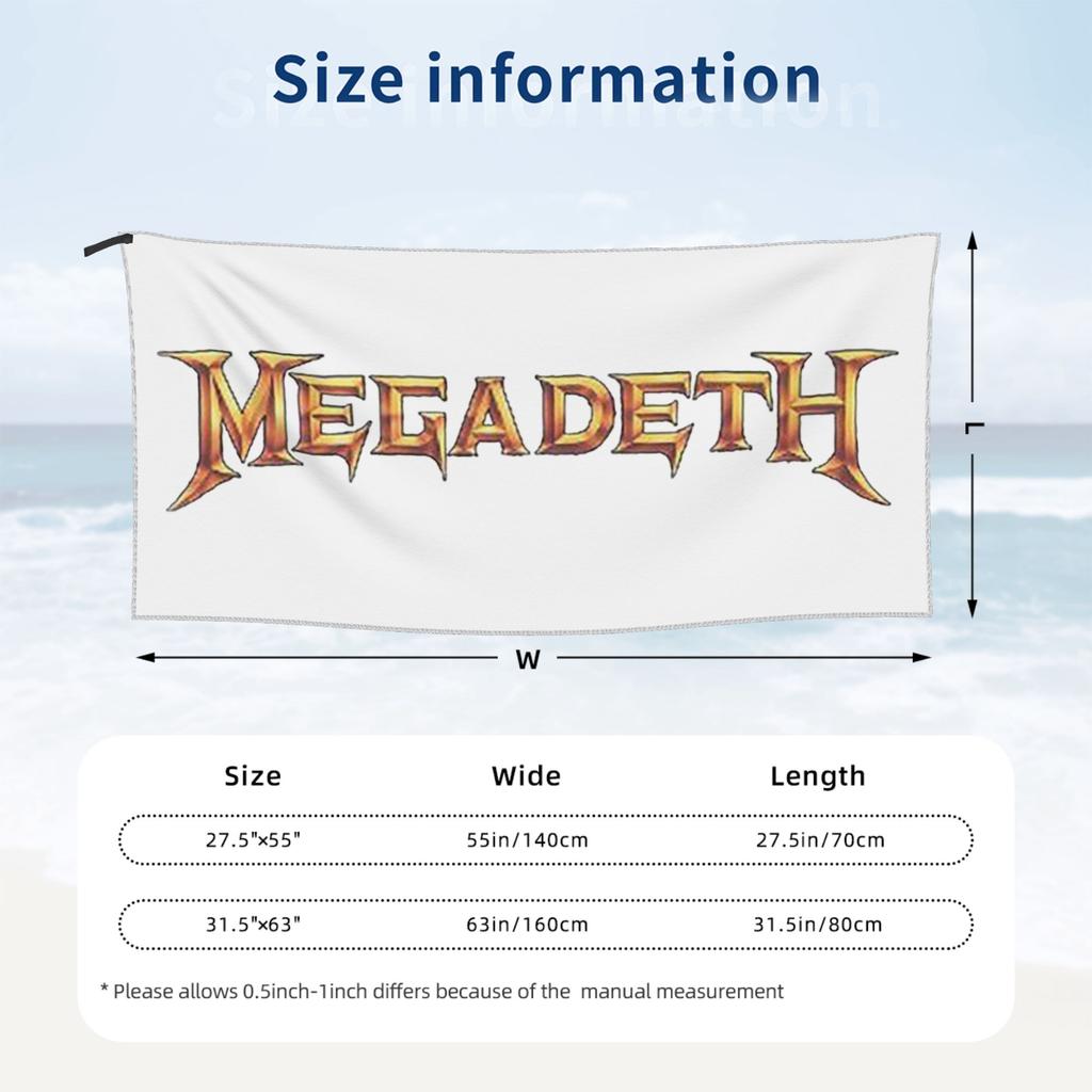 Megadeths Logo Beach Towel Soft Microfiber Quick Dry Absorbent Quick Towels For Bath