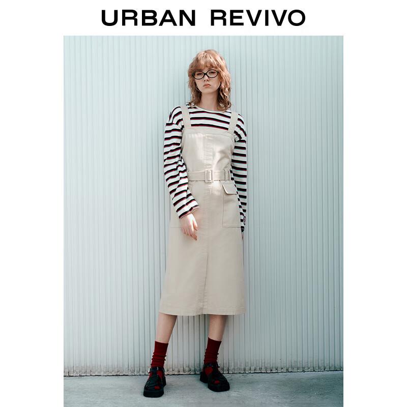 

UR Women s Workwear Square Neck Slit Midi Dress with Detachable Belt M