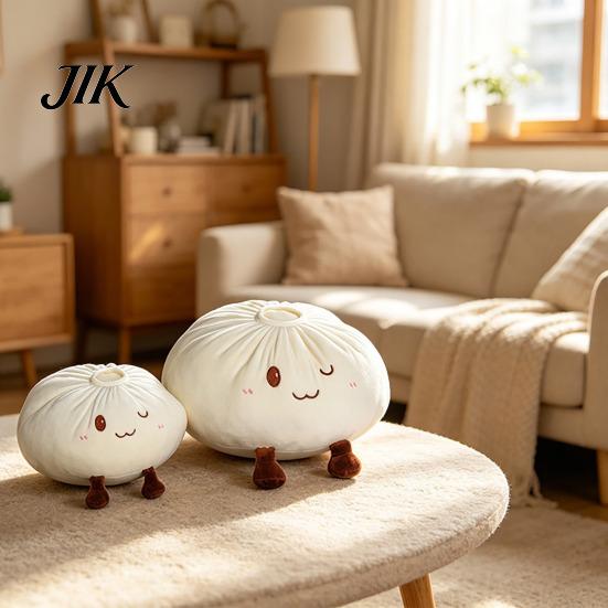 Comfortable Hugging Toy Cute Dumpling Plush Pillow, Funny Bun Stuffed Animal Toy, Soft PP Cotton Food Cushion Filled Decorative for Kids Room Sofa And