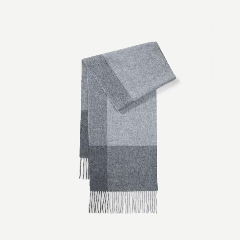 

High quality plaid 100% wool scarf, female Korean atmosphere scarf, versatile simple fringed shawl 190*31cm (including whiskers); 100% lamb wool