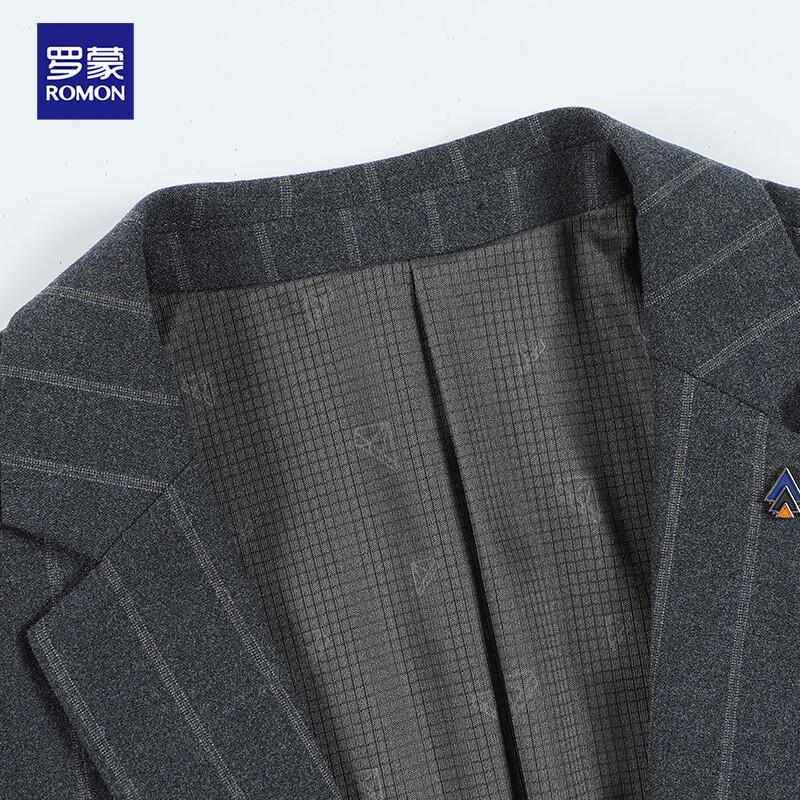 ROMON Men's Slim-Fit Grey Stripe Business Suit Set