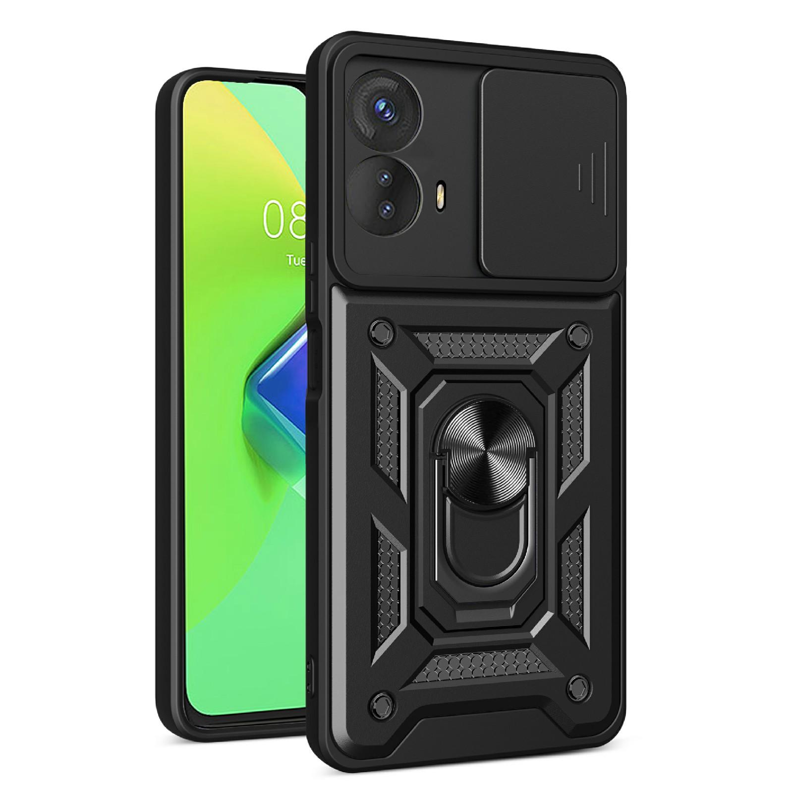 

Kickstand PC+TPU Phone Cover for Motorola Moto G53 5G,Slide Push Pull Camera Lens Protection Shell Phone Case Black