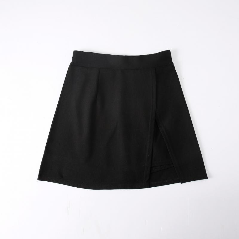 Women's Short Skirt Split Solid Office Ladies High Waist Mini Skirts Females Korean Oversize A-line Skirt Summer