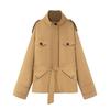 Autumn new temperament simple fashion belt stand-up collar trench coat 5320888