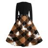 Women's Casual Vintage V-Neck Christmas Print Dress for Festive Occasions