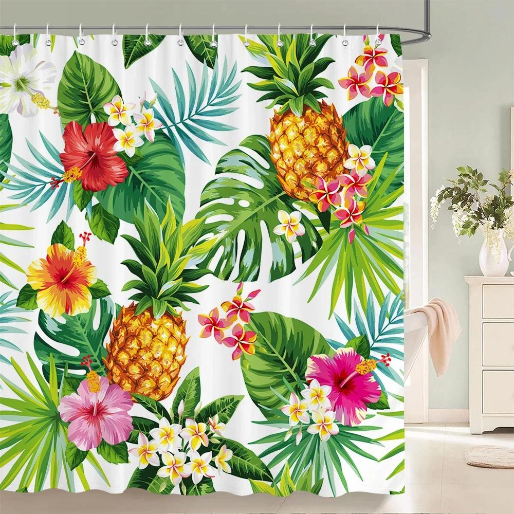 

3D Printed Shower Curtains Tree Leaf Flower Plant Bathroom Curtain Waterproof Fabric Curtains Polyester Bath Screen W60H190(CM)-1 Pcs