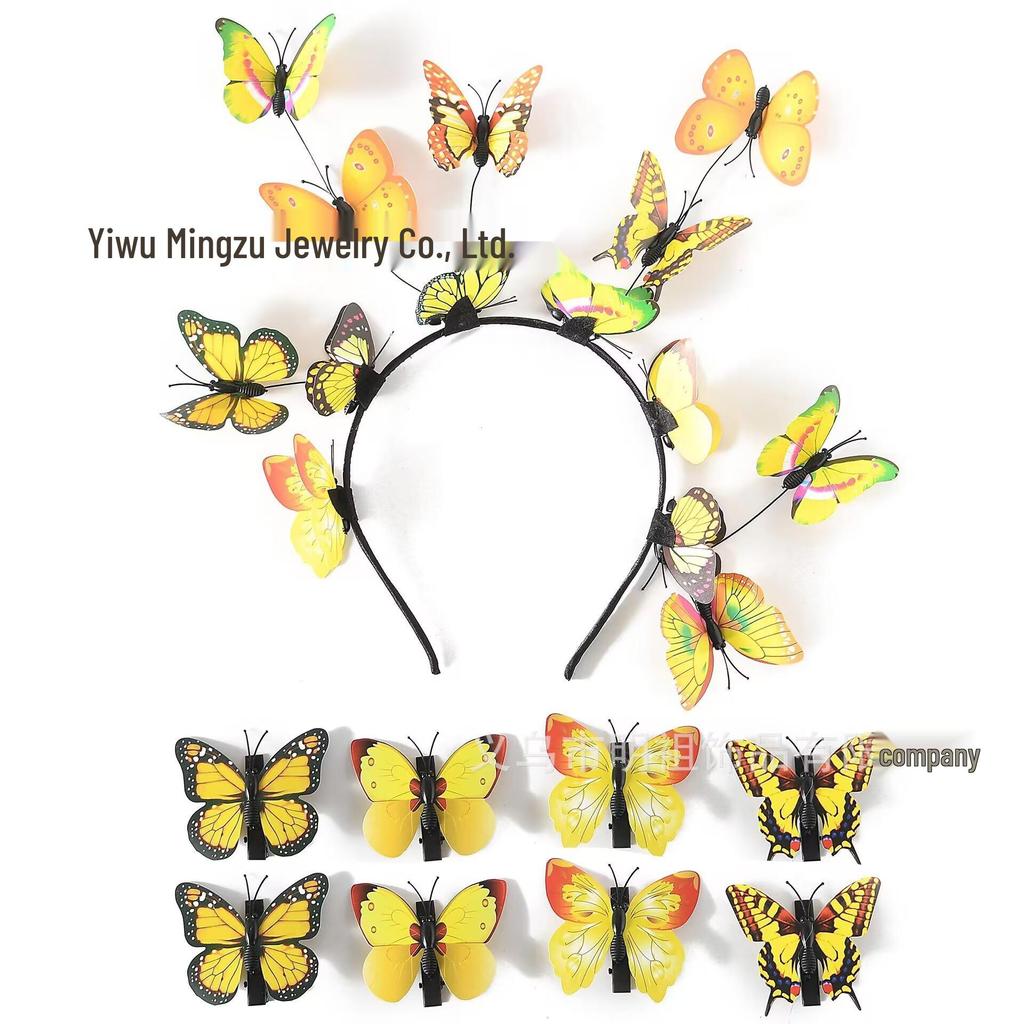 Elegant Korean-Style Bridal Floral Wreath Butterfly Headband