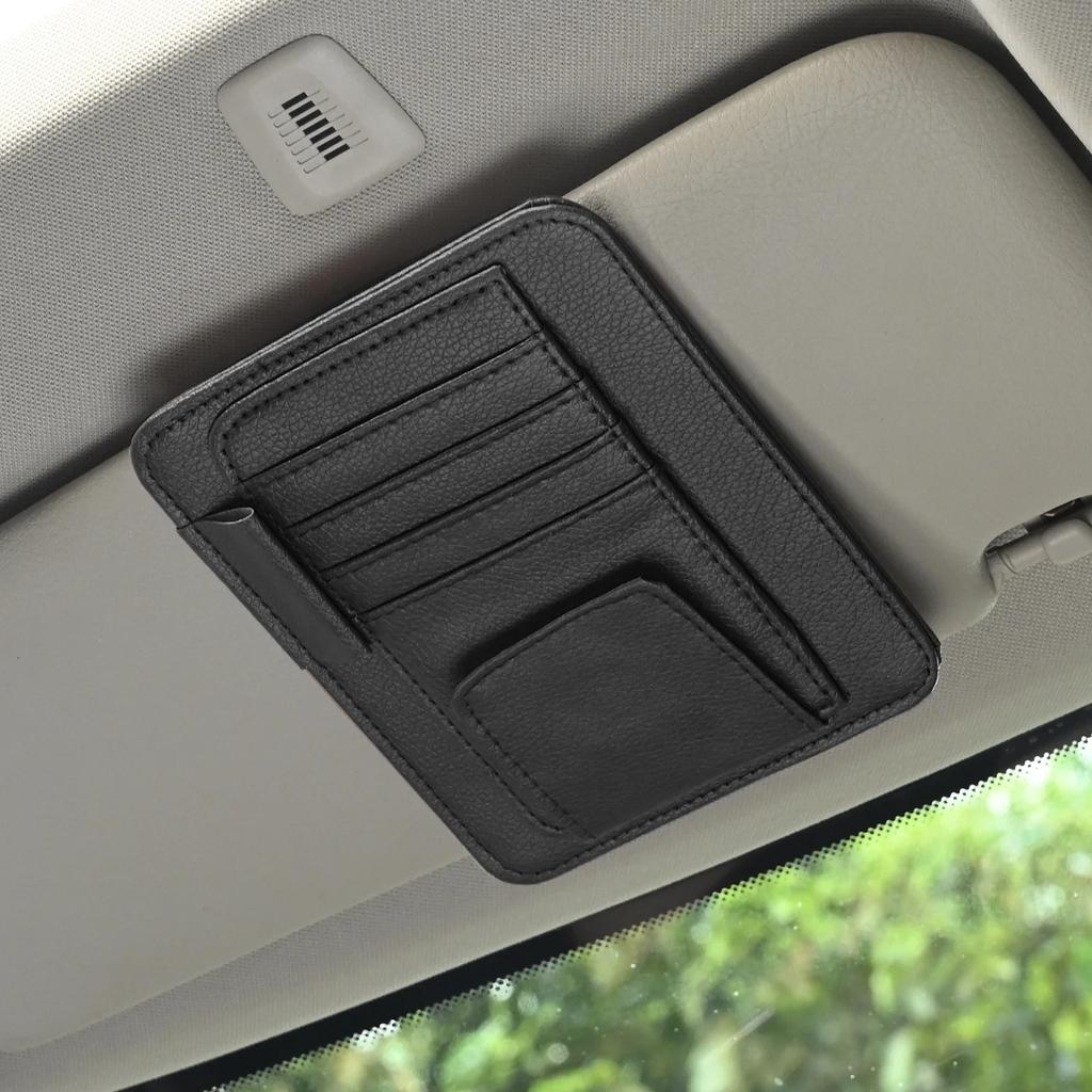 Car Universal Sun Visor Organizer Multi-Pocket Auto Interior Accessories Pocket Organizer Car Document Storage Pouch Pen Holder