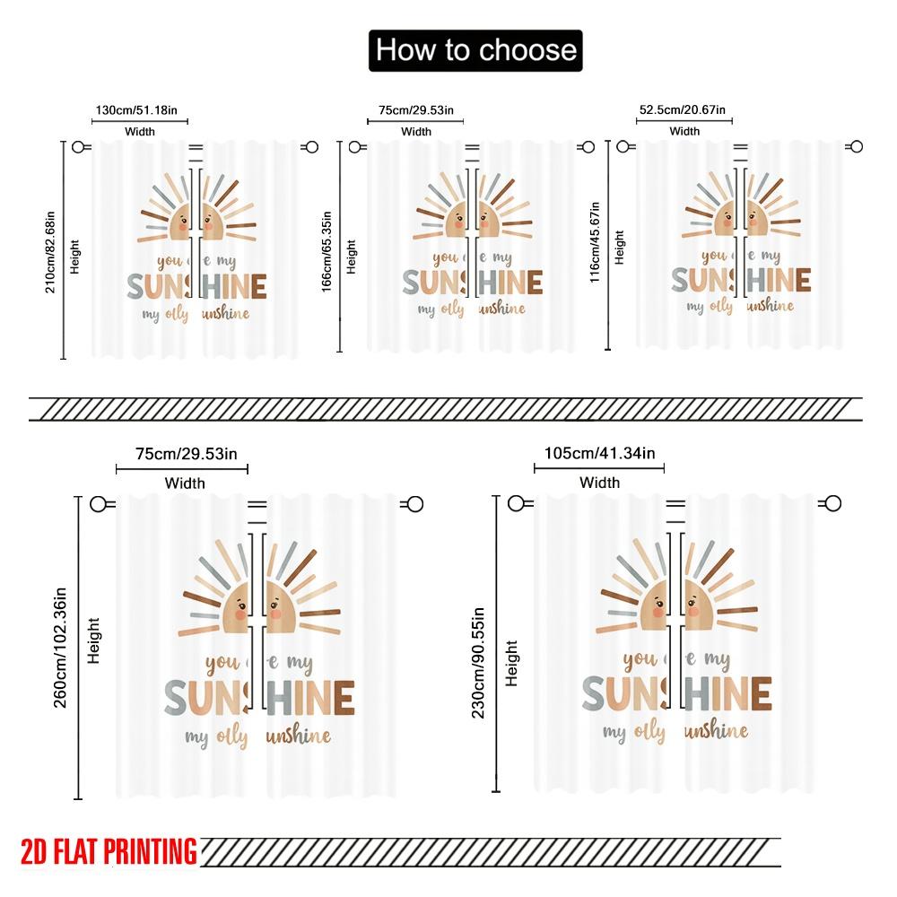 2pcs 2D Flat Printing Drapes Cute Sun Sunshine Inspirational Fabric Without Electricity Party Decorations for Photo Booths &