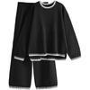 Casual Style Top Wide-leg Pants Women's Two-piece Set Autumn and Winter Large-size Knitted Sweater Women