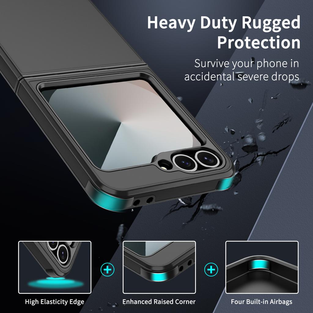 New Shockproof Hybrid Dual Layer Case for Samsung Z Flip 6 Slide Camera Lens Protetion Cover for Galaxy Z Flip 5 4 5G Case