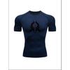 Men'S Demon Print Compression T-Shirt, Quick Dry Short Sleeve Gym Workout Tee, Gothic Tribal Pattern Athletic Fitness Training Top