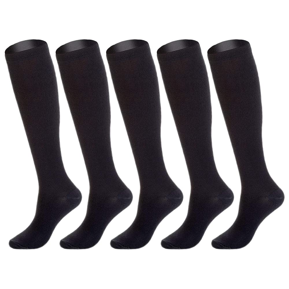 

NANOOER Compression High Graduated Compression Stockings for Sports and Fitness 5-Pair Men s Socks, Socks, Below-the-Knee, Compression, Men, (Black,