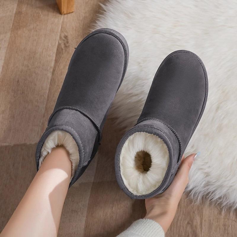 

Зимние сноубутсы Женские ботинки с коротким голенищем, из снежного хлопка, с толстым бархатом, обувь-хлебцы, противоскользящие и теплые женские ботинки 40 серый