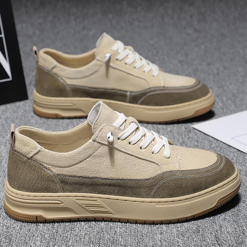 Stylish Men'S Casual Leather Shoes Classic Street Skate Shoes Comfort Non Slip Lacing Vulcanize Footwear Male Outdoor Sneakers