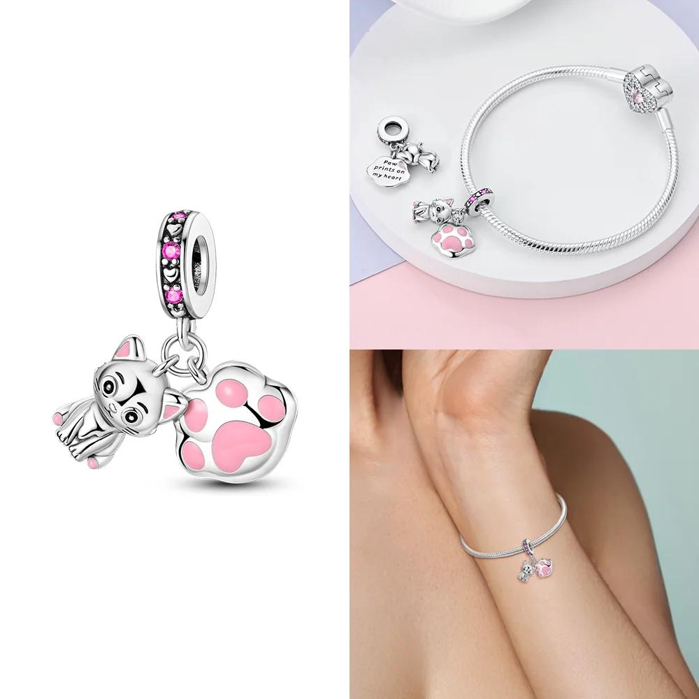 Charms Beads Animals Original Copper Series Dog Cat Pets Fit Bracelet Diy Lovely Pendants For Woman Fashion Jewelry Gift