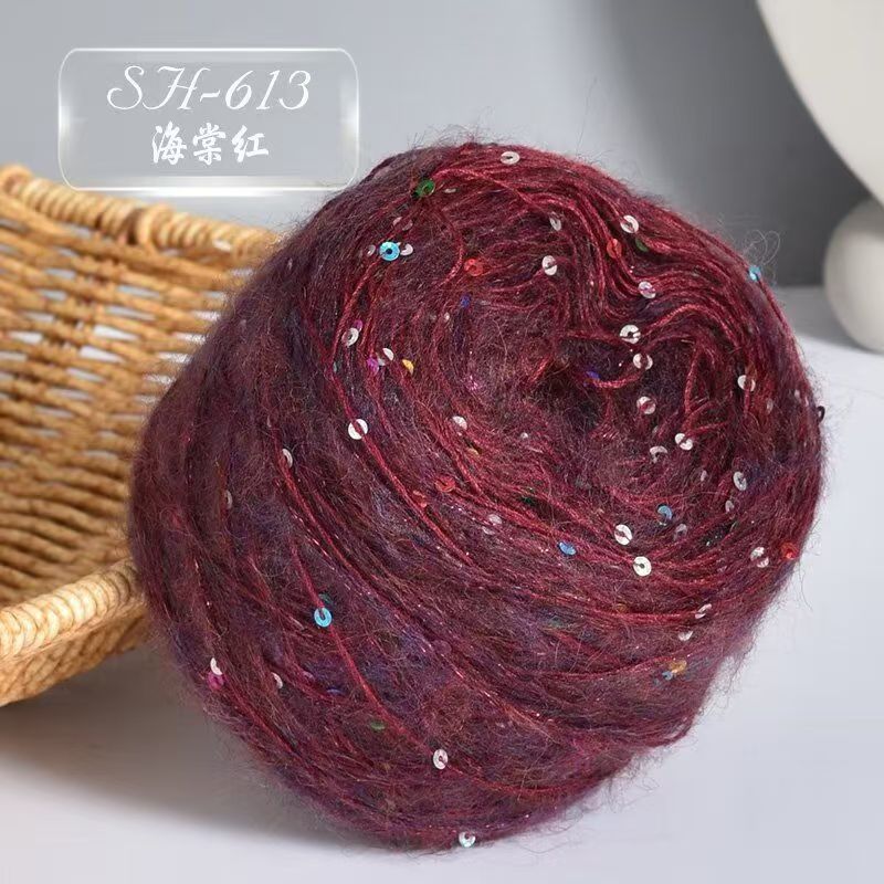 50g Big Sequins, Mohair Wool, Super Soft Yarn, Hat, Sweater, Scarf, Hand Woven DIY Shawl, Wand, Needle DIY Knitting&Crocheting