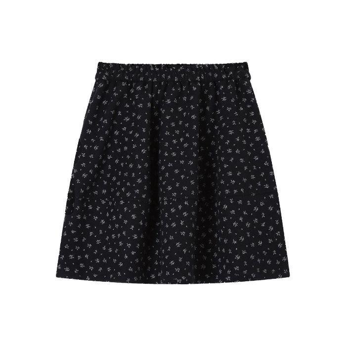 

Корейская ретро юбка А-силуэта с цветочным принтом - Женская осенне-зимняя серая пышная юбка-зонт Medium чёрный