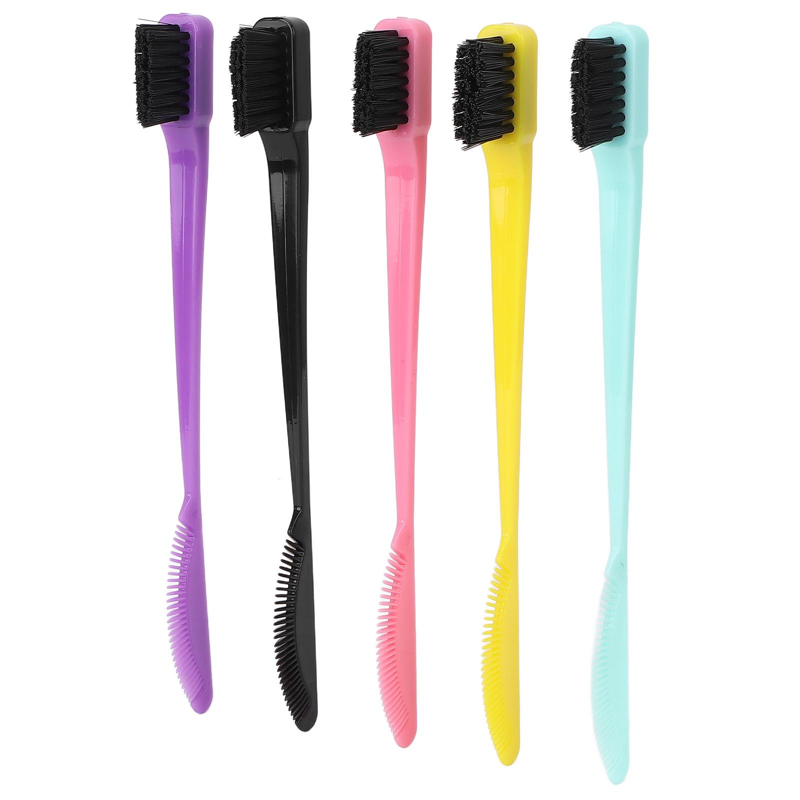 

5pcs Dual Edge Brush Comb 2 In 1 Edge Double Sided Control Hair Hairline Eyebrow Brush Comb Makeup Tools