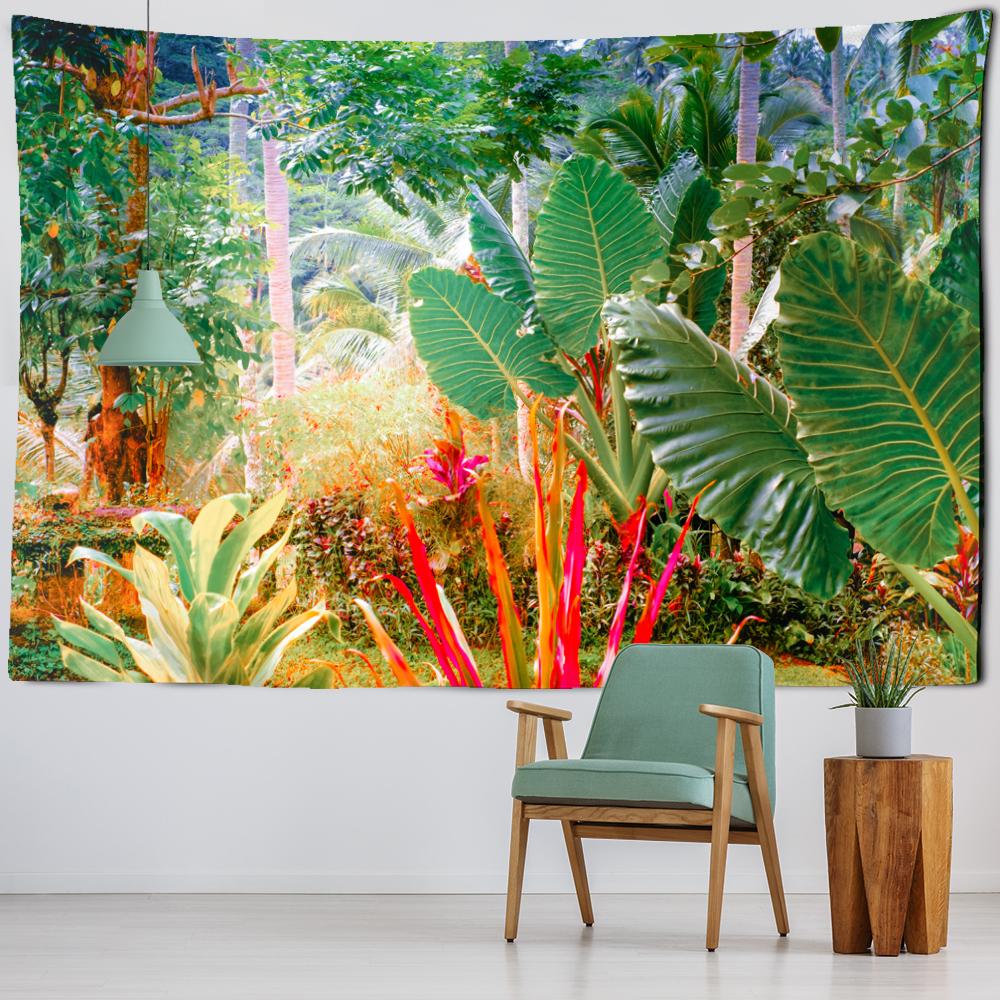 Customizable Palm Tree Tapestry Wall Hanging Tropical Leaves Floral Pattern Wall Beach Mat Animal Background Rug Tapestry