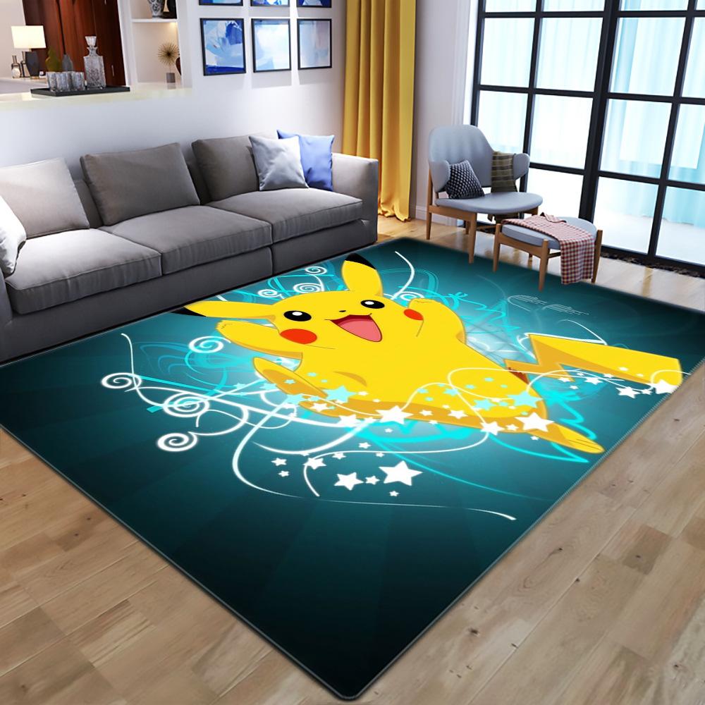 Pikachu Pokémon Cartoon Kids Crystal Velvet Print Floor Mat Absorbent Slip Mat