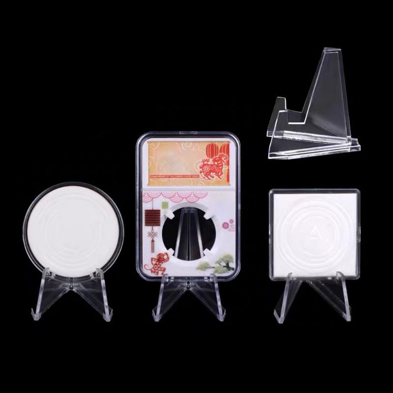 12PCS Mini Acrylic Display Stands Transparent Coin Display Easel For Home Shop Exhibitions
