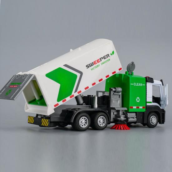 Sanitation Garbage Music Toy with Light & Truck Scale Realistic Street Sweeper Model Ornament No Battery