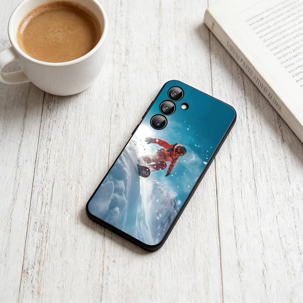

S-Skiing Phone Case Black Silicone Soft For Samsung Galaxy A73,A72,A71,A70,A53,A52,A51 Samsung a20s