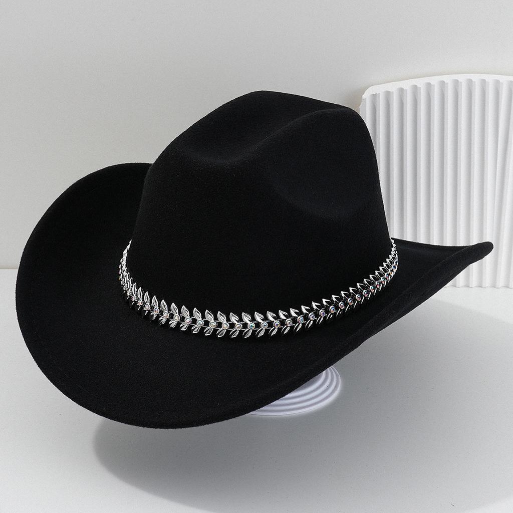 Men's and women's Panama French cowboy hats, jazz top hats, accessories, three-dimensional leaves, rhinestone belts, bonfire balls
